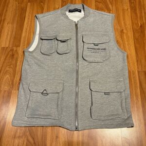 Maniere De Voir Gray Vest Jacket Military Designer Style Full Zip Size M Sweater